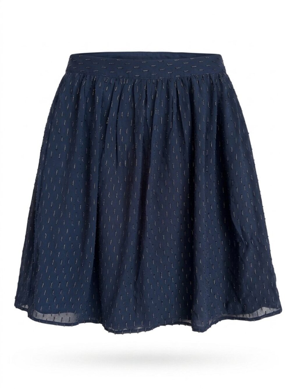 J.Crew Navy Gold Metallic Thread Gathered Mini Skirt Holiday Lined Size 6 Office